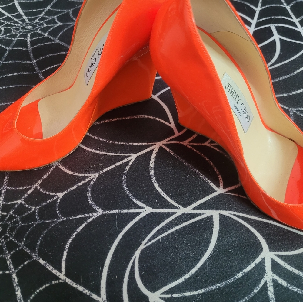 Jimmy Choo Vibrant Orange Heels - Picture 1 of 7